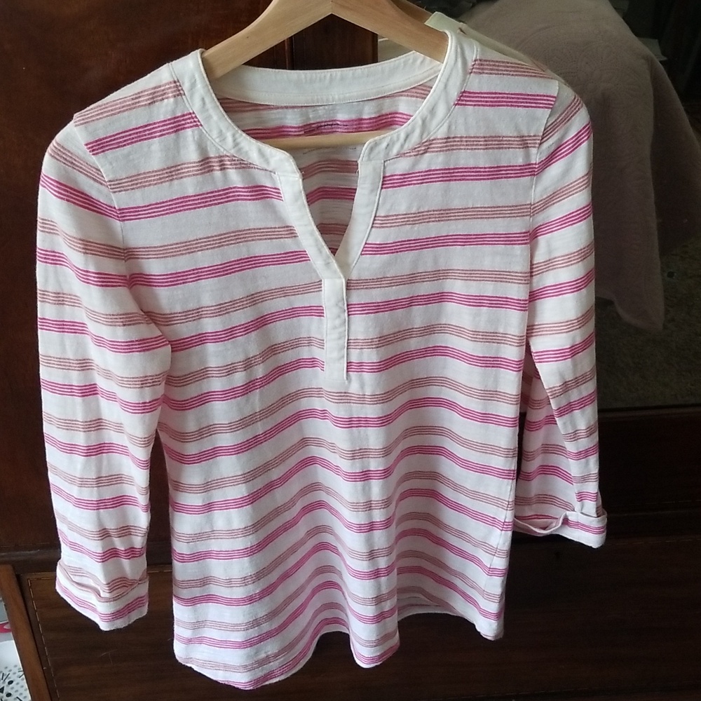 LAST Chance Talbots Pink/White Striped Top